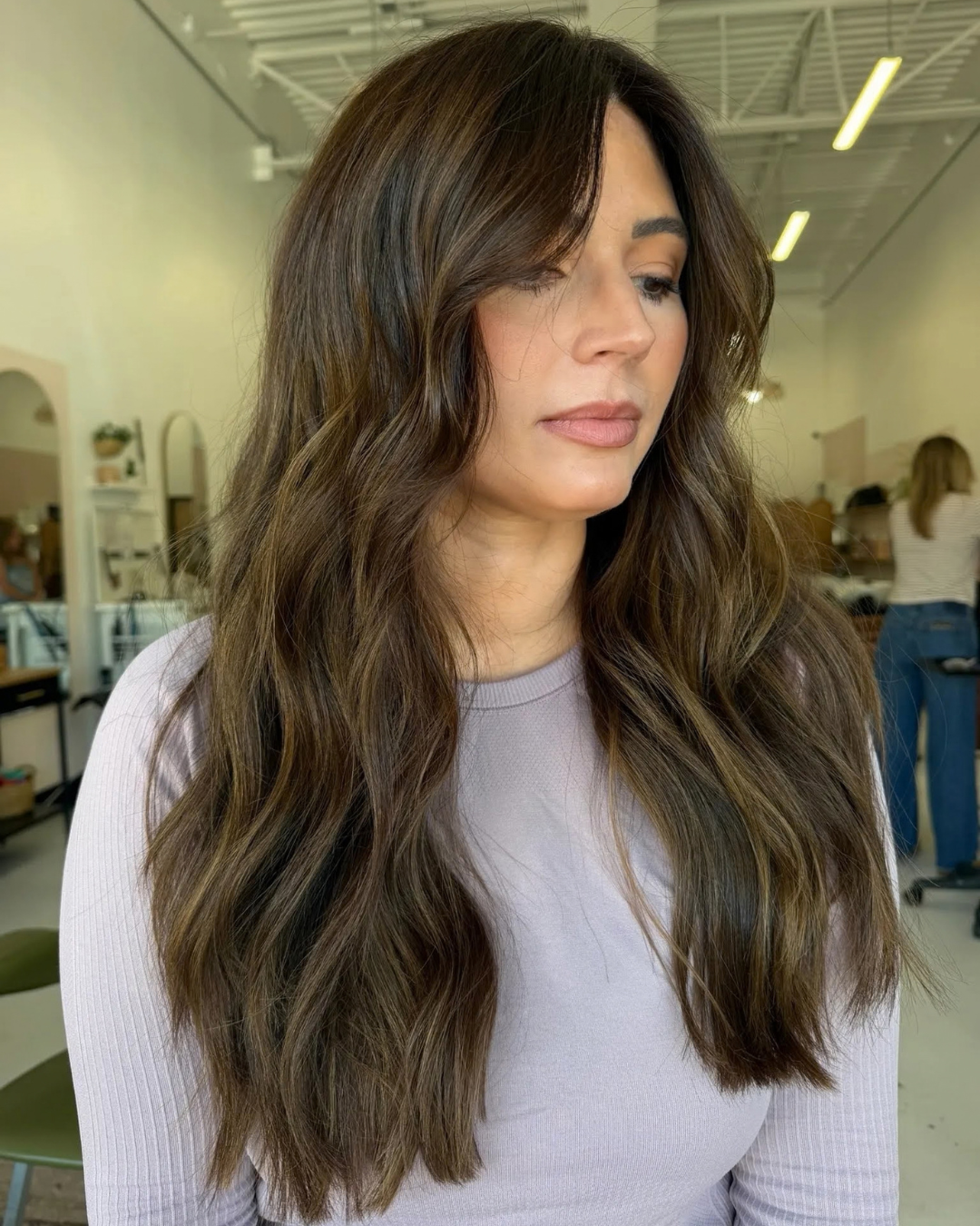 Long Face Framing Brunette by Abigail